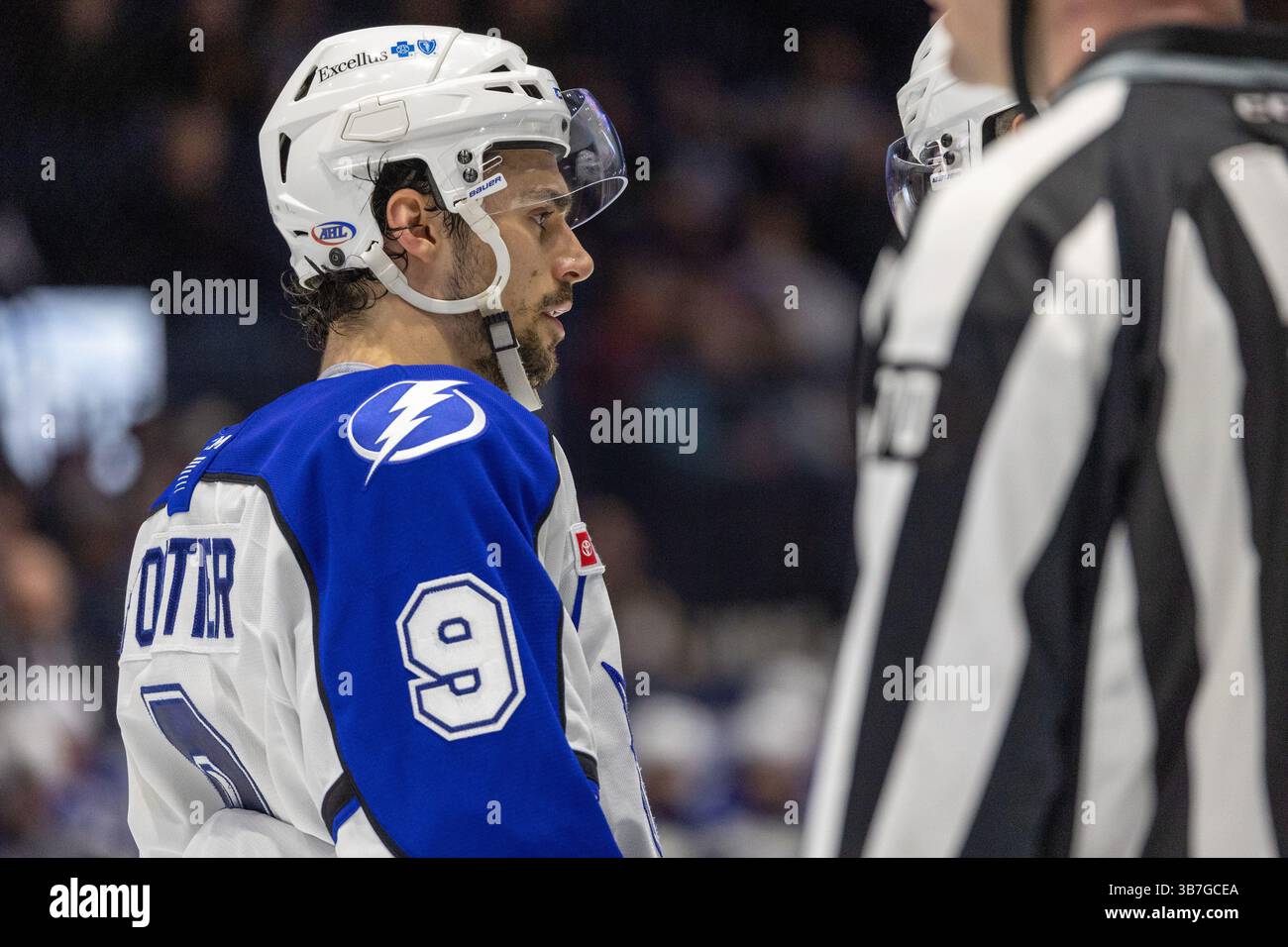 8 marzo 2024: L'attaccante di Syracuse Crunch Gabriel Fortier (9) pattina nel primo periodo contro i Rochester Americans. I Rochester Americans ospitarono i Syracuse Crunch in una partita della American Hockey League alla Blue Cross Arena di Rochester, New York. (Jonathan Tenca/CSM) (immagine di credito: © Jonathan Tenca/CSM via ZUMA Press Wire) Foto Stock