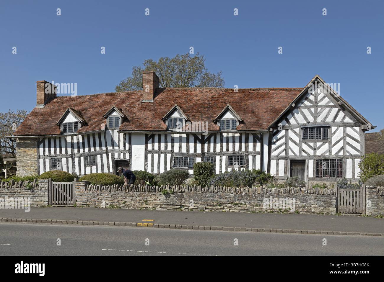Palmer's Farm, casa di un vicino di Mary Arden, madre di William Shakespeare, si crede che sia la casa di Mary Arden fino al 2000, Wilmcote, Stratfor Foto Stock