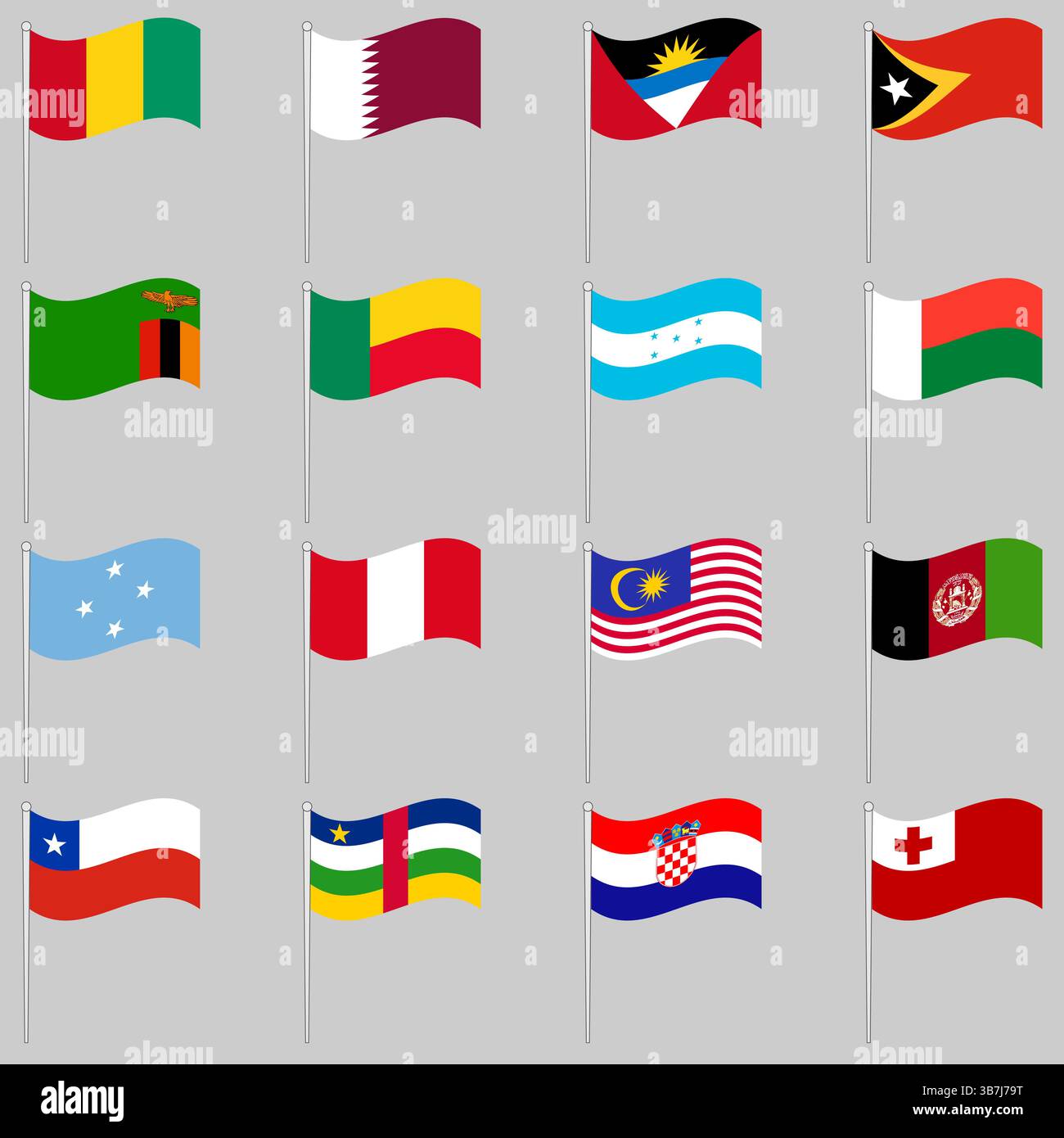 Set di bandiere ondeggianti dei paesi del mondo ilustrator Illustrazione Vettoriale