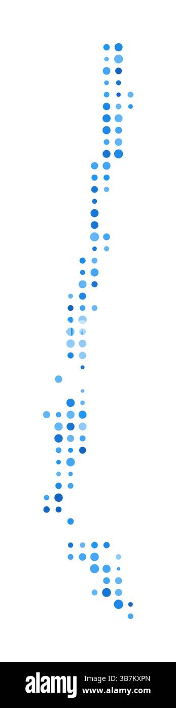 Cile Mappa a punti. Stile digitale country. Immagine vettoriale Cile. Punti circolari blu a forma di paese. Illustrazione vettoriale creativa. Illustrazione Vettoriale