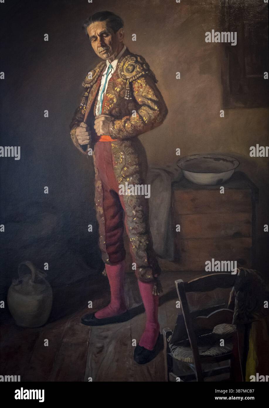Orteguita, Bullfighter Dresses in Lights, Cesar Munoz sola, 1949, olio su tela, Museo di Navarra, Pamplona, Navarra, Spagna, Europa Foto Stock