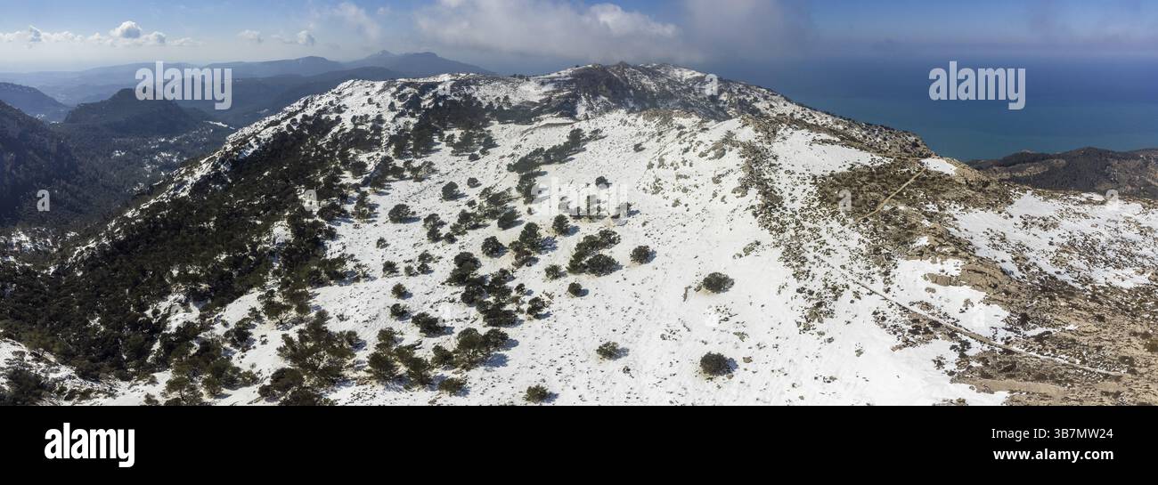 Salita al Puig del Teix, sentiero dell'arciduca, Son Moragues, Valldemossa, Maiorca, isole Baleari, Spagna, Europa Foto Stock