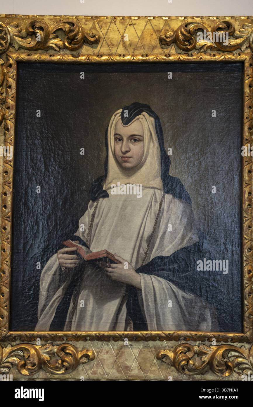 Ritratto di una suora, olio su tela, 1750, Antonio Gonzalez Ruiz, Museo di Navarra, Pamplona, Navarra, Spagna, Europa Foto Stock