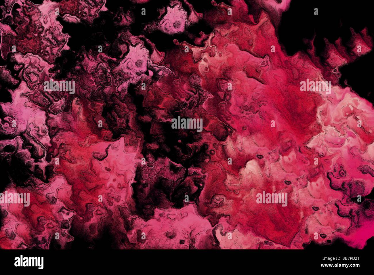 I colori rosso e nero vorticosi si fondono, creando un effetto marmo dinamico, perfetto per sfondi e disegni astratti.Bielorussia Foto Stock