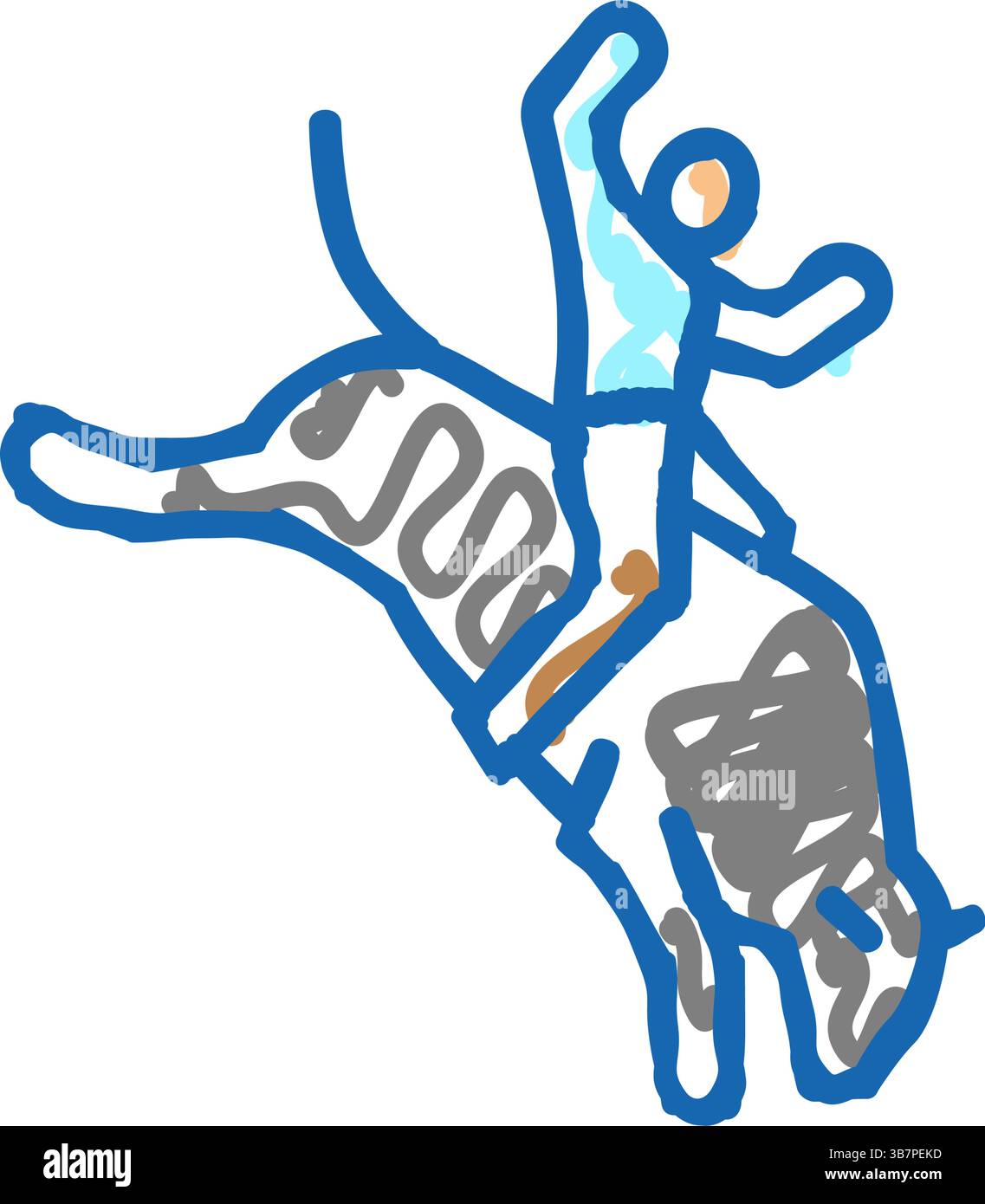 illustrazione a doodle dell'icona dello sport estremo di rodeo Illustrazione Vettoriale