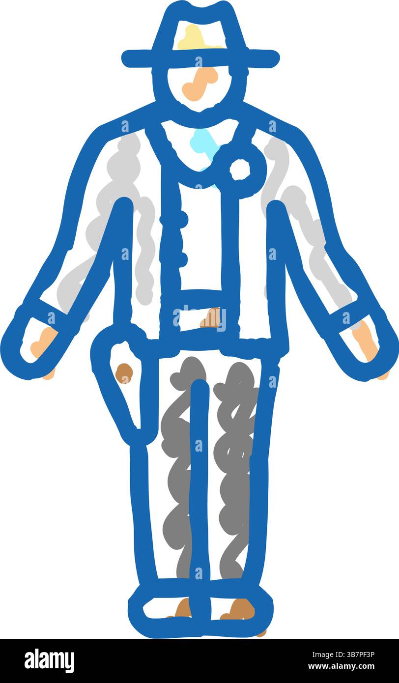 illustrazione dello sceriffo western icon doodle Illustrazione Vettoriale