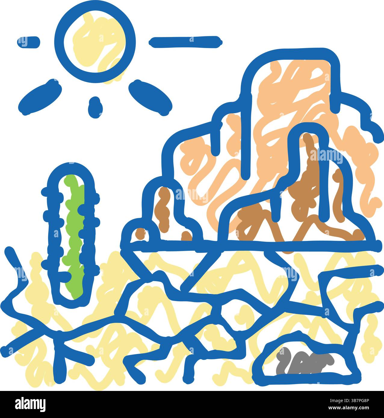 illustrazione a forma di doodle con l'icona wild west Illustrazione Vettoriale