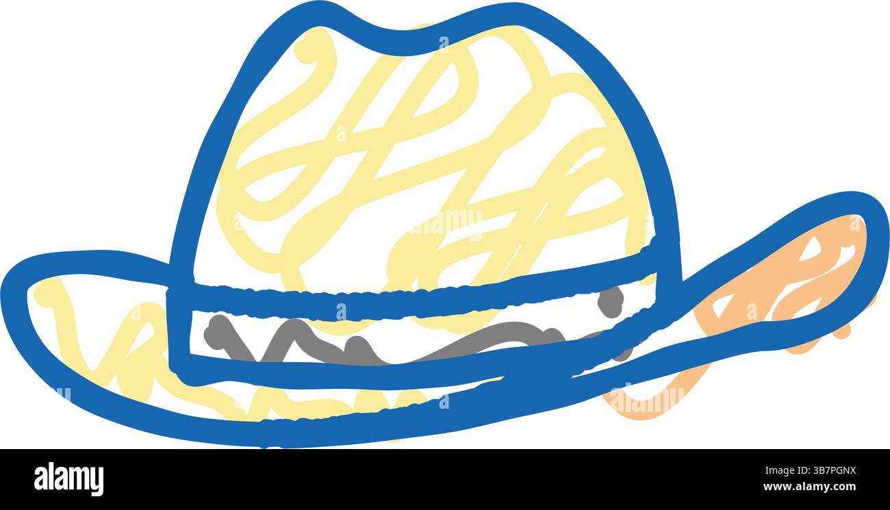 cappello icona cowboy illustrazione a doodle Illustrazione Vettoriale