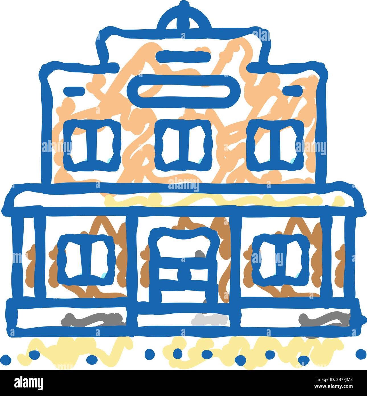 illustrazione a doodle icona dell'edificio del bar del salone Illustrazione Vettoriale