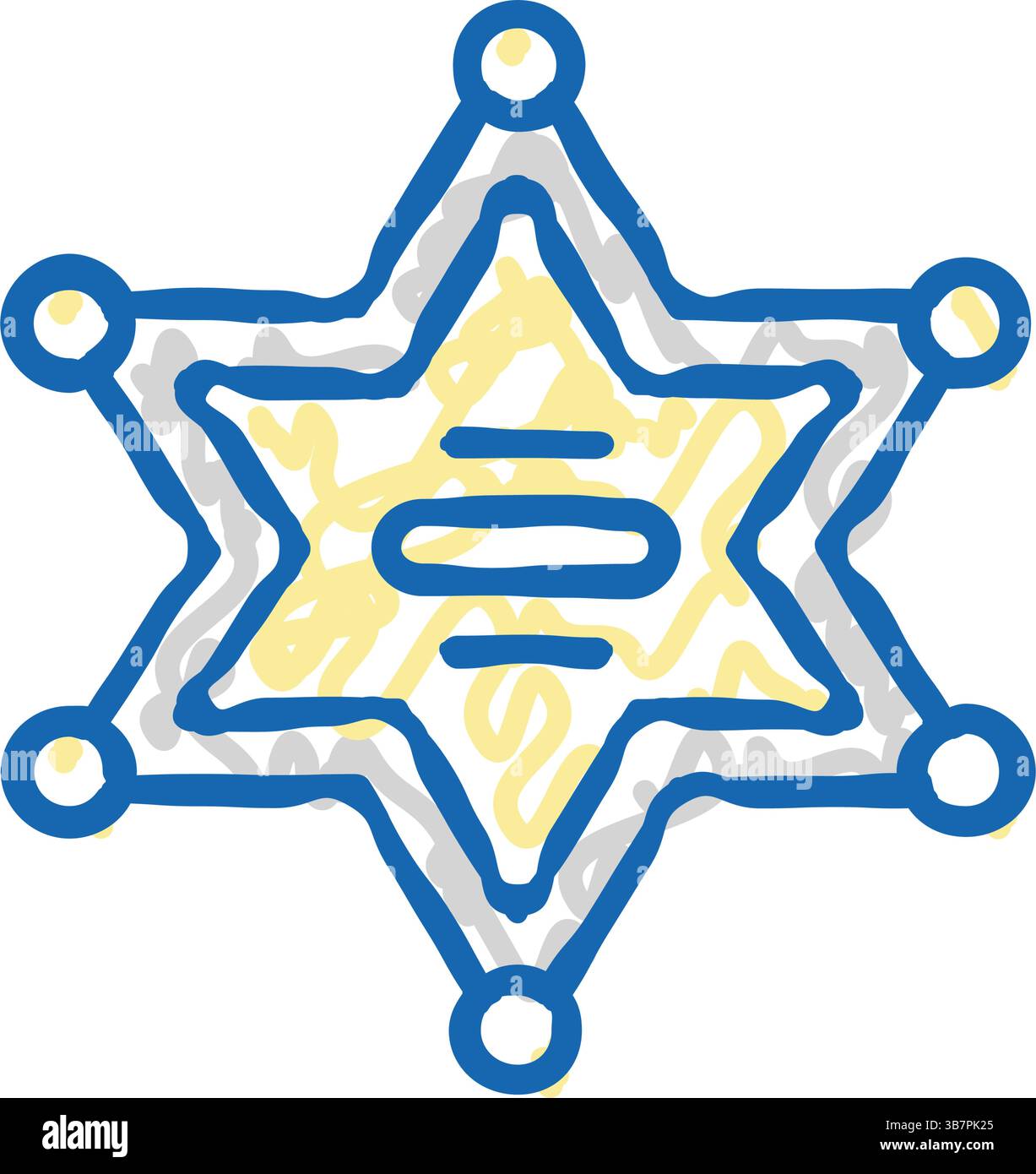 immagine a doodle con l'icona dello sceriffo Illustrazione Vettoriale