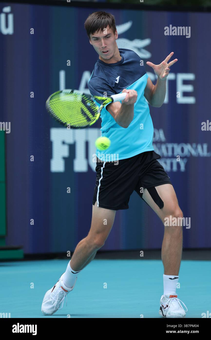 28 marzo 2024, Miami Gardens, Florida, Stati Uniti d'America: MIAMI GARDENS, FLORIDA - MARZO 28: La Germania Alexander Zverev sconfigge Fabian Marozsan dell'Ungheria il giorno 13 del Miami Open all'Hard Rock Stadium il 28 marzo 2024 a Miami Gardens, Florida....persone: Fabian Marozsan (immagine di credito: © SMG via ZUMA Press Wire) Foto Stock