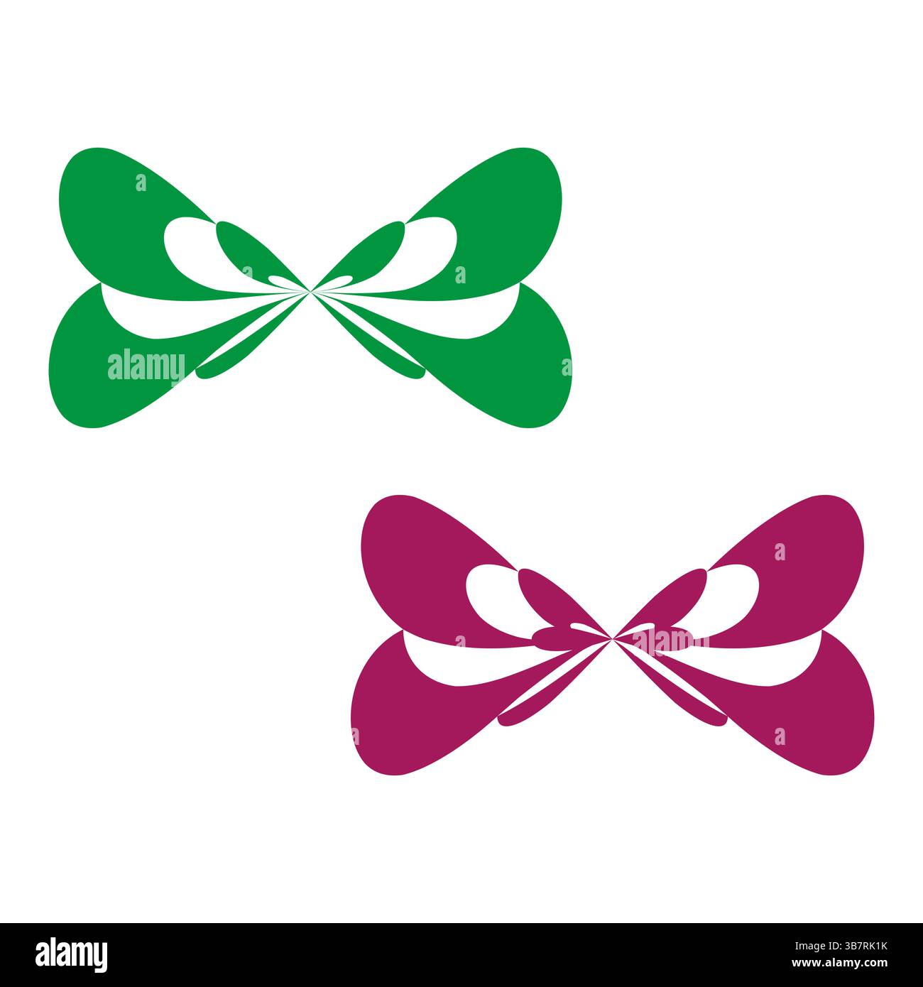 Forma a farfalla. Simbolo delle ali colorate. Figura astratta degli insetti. Elemento curvo vettoriale. Illustrazione Vettoriale