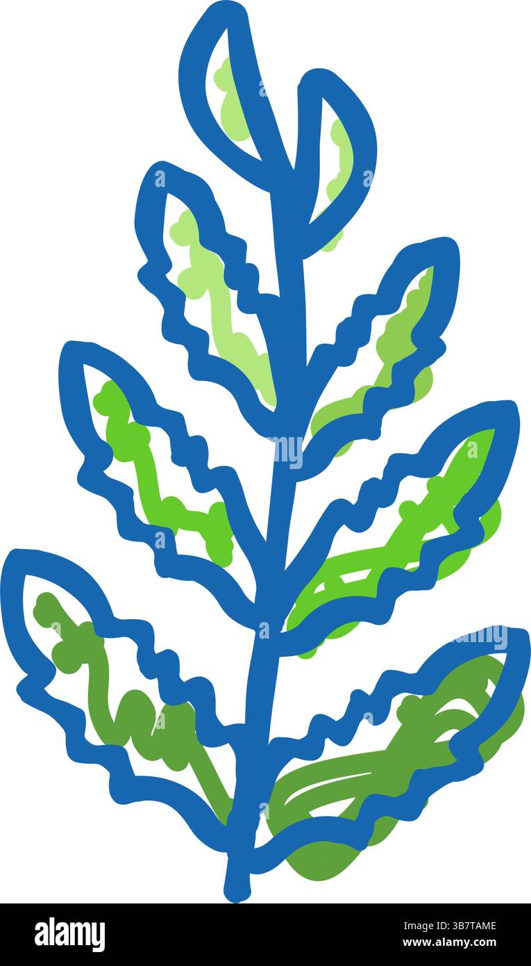 illustrazione a doodle icona della felce d'acqua africana Illustrazione Vettoriale