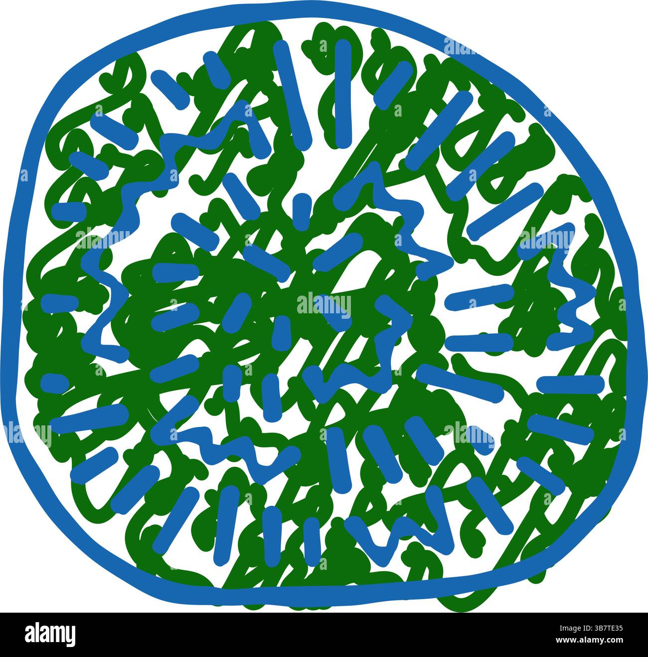 illustrazione a doodle con l'icona della palla marimo Illustrazione Vettoriale