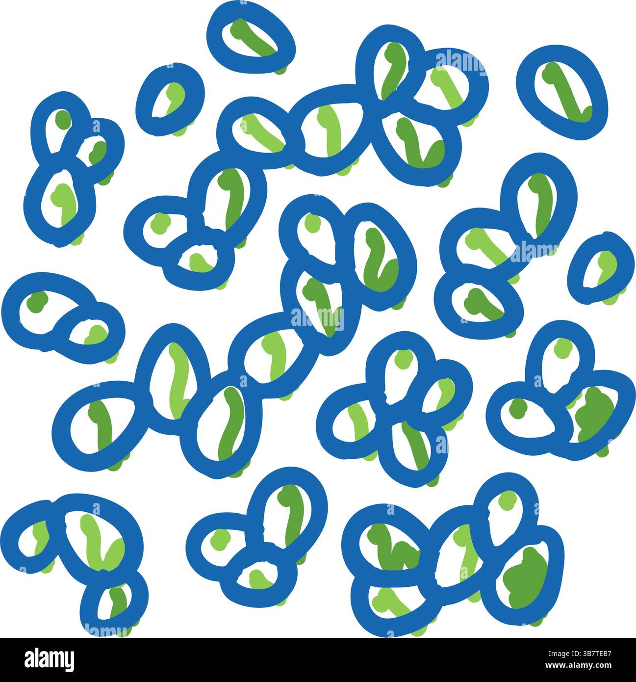 illustrazione doodle con l'icona delle alghe d'anatra Illustrazione Vettoriale