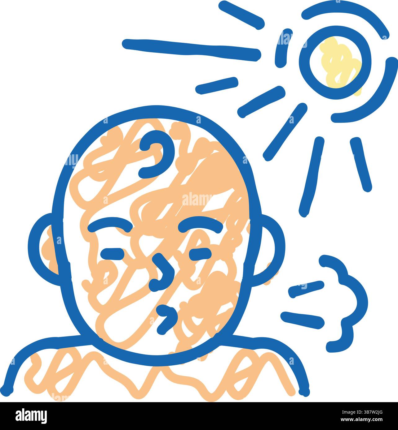 illustrazione a forma di doodle con icona di riflesso starnuto fotico Illustrazione Vettoriale