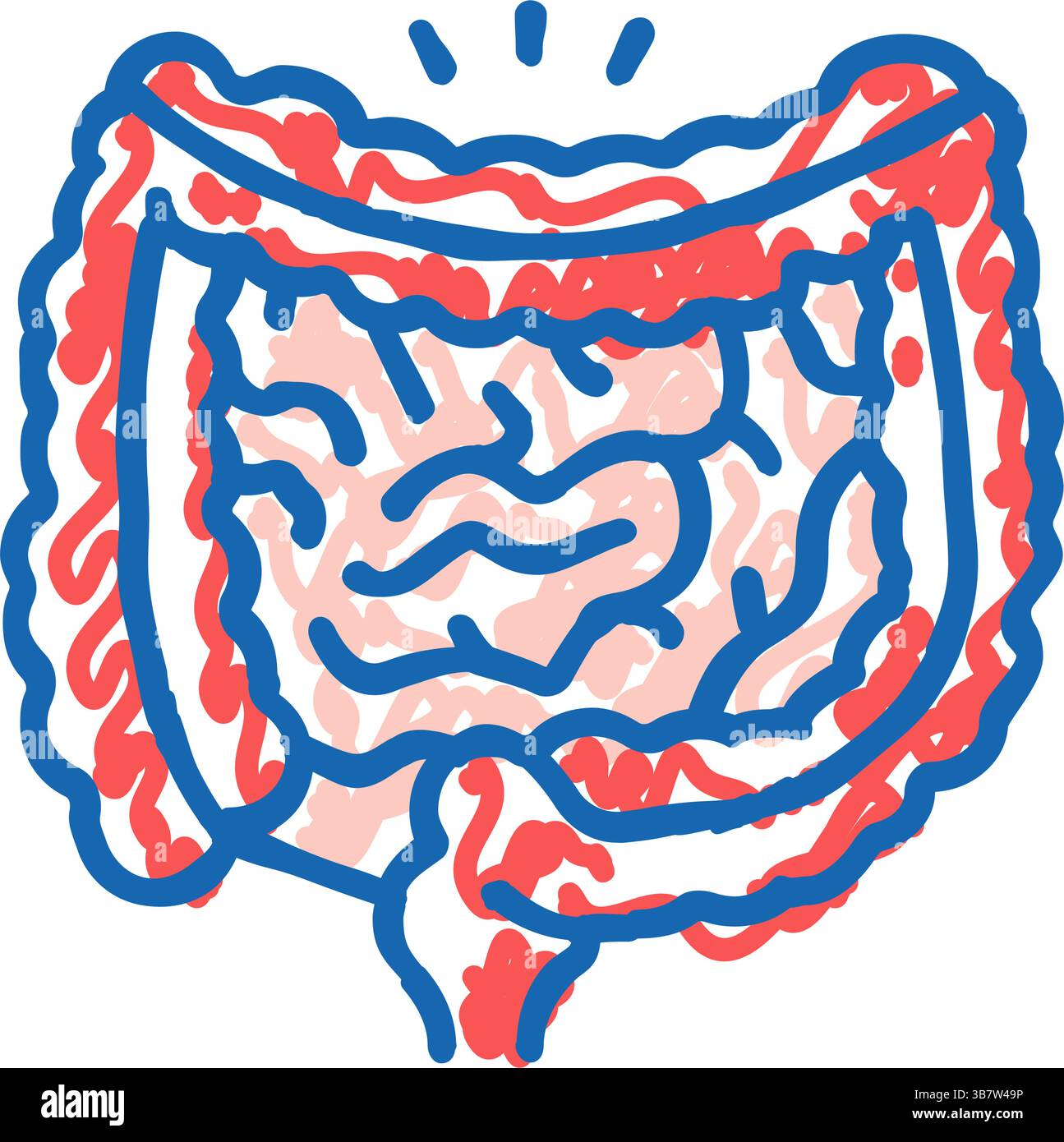 illustrazione a doodle con icona del riflesso gastrocolico Illustrazione Vettoriale