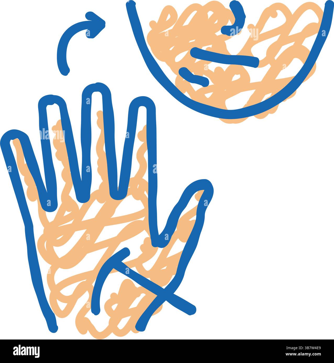 illustrazione a forma di doodle con icona riflesso palmomentale Illustrazione Vettoriale