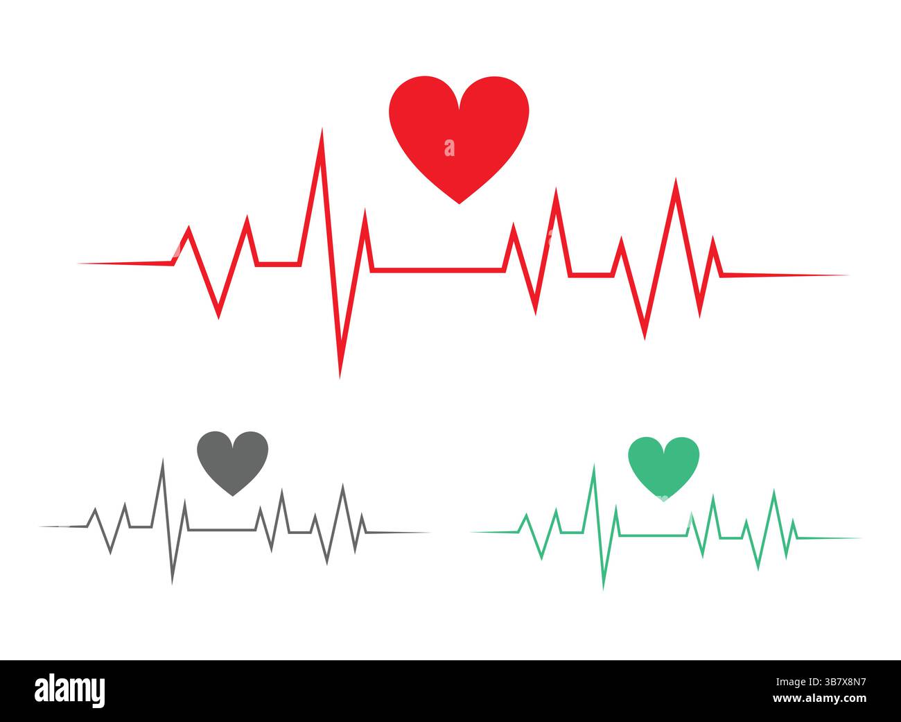 Cardiofrequenzimetro con vari simboli cardiaci visualizzati in diverse tonalità di colore Illustrazione Vettoriale
