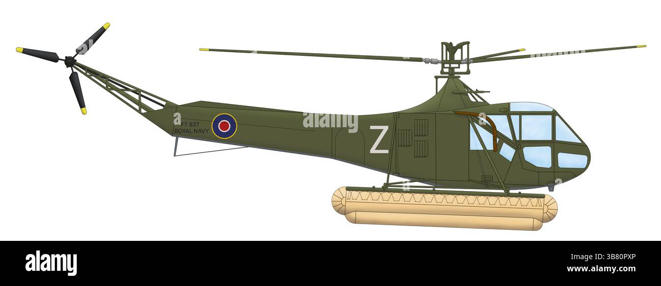 Hoverfly Mk.i (FT837, Z) del 703rd Naval Air Squadron (Air Sea Warfare Development Unit), Thorney Island 1947 Foto Stock