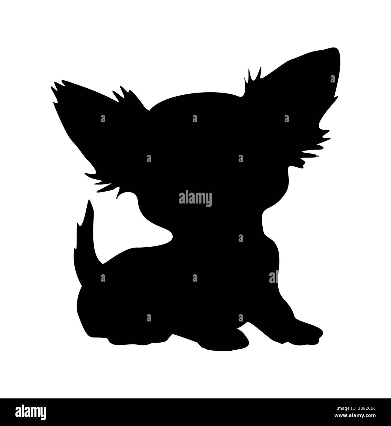 Una silhouette nera di un piccolo cane Chihuahua Illustrazione Vettoriale