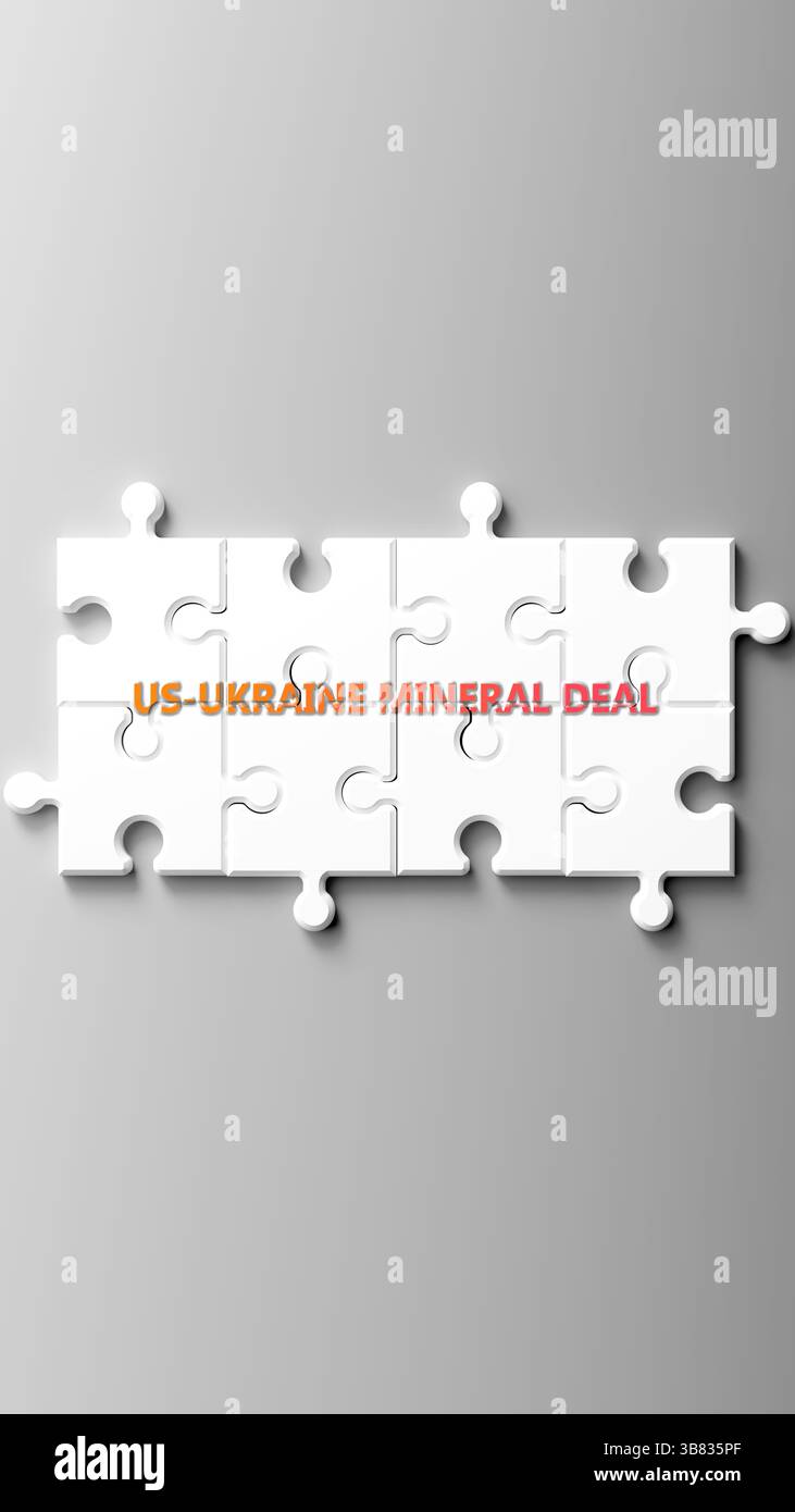 US-Ucraina Mineral Deal come un argomento complesso, legato a temi importanti che si diffondono come una nuvola di parole. Foto Stock