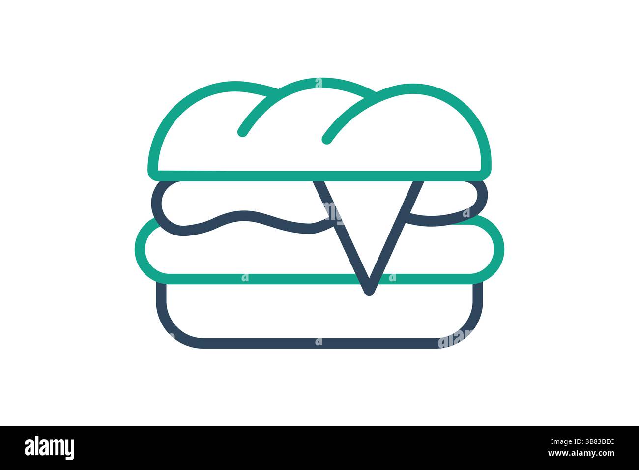 Icona sandwich. stile icona linea. icona relativa agli alimenti comuni e versatili. illustrazione vettoriale degli elementi di catering Illustrazione Vettoriale