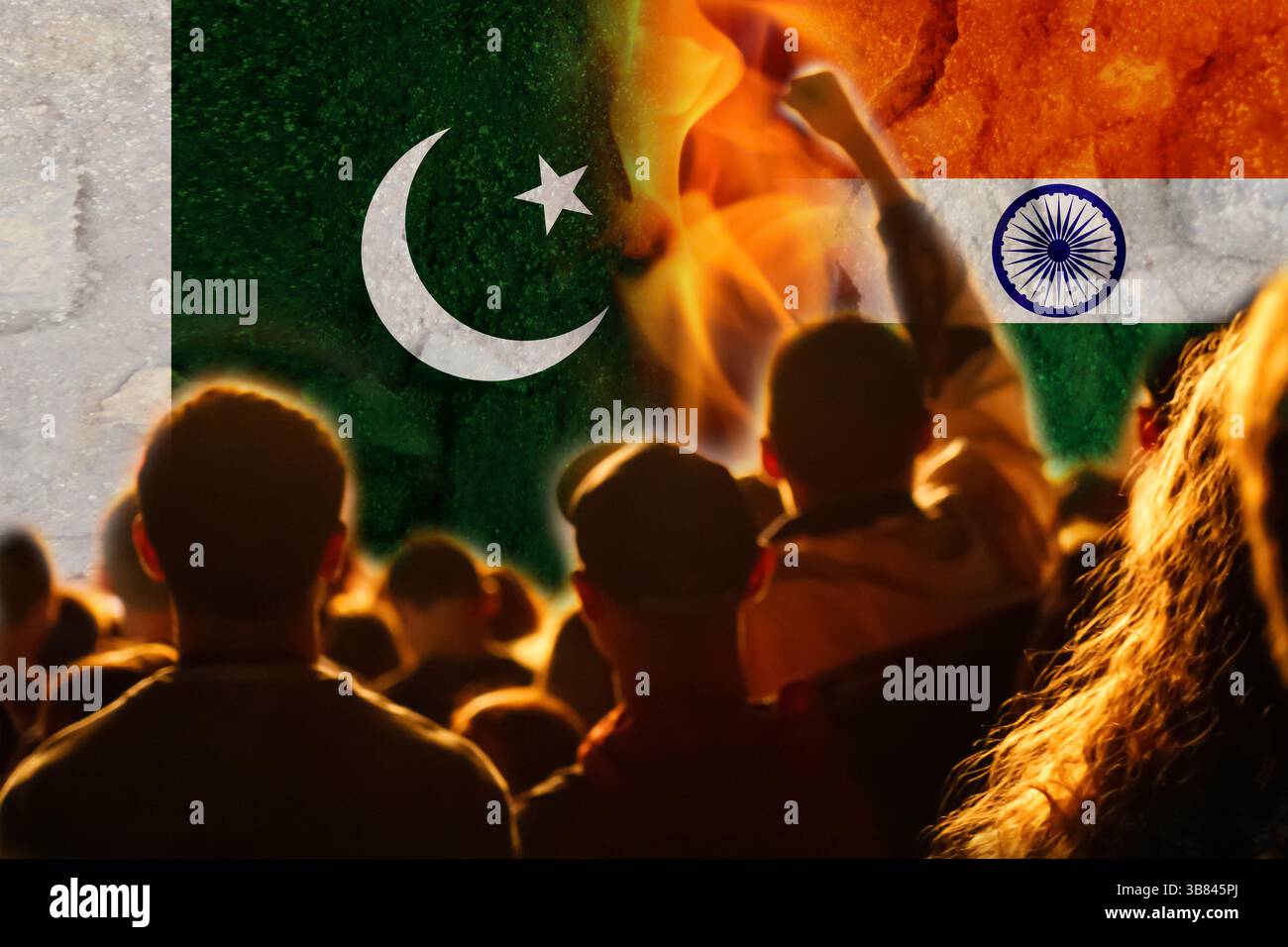 Guerra in India e Pakistan. Manifestanti. Conflitto 2025. La situazione tra India e Pakistan si è intensificata Foto Stock