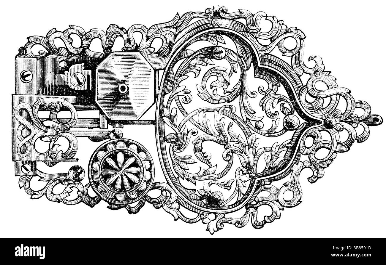 Porta chiusa, XVII secolo. Pubblicazione del libro Meyers Konversations-Lexikon, volume 7, Lipsia, Germania, 1910, Europa Foto Stock