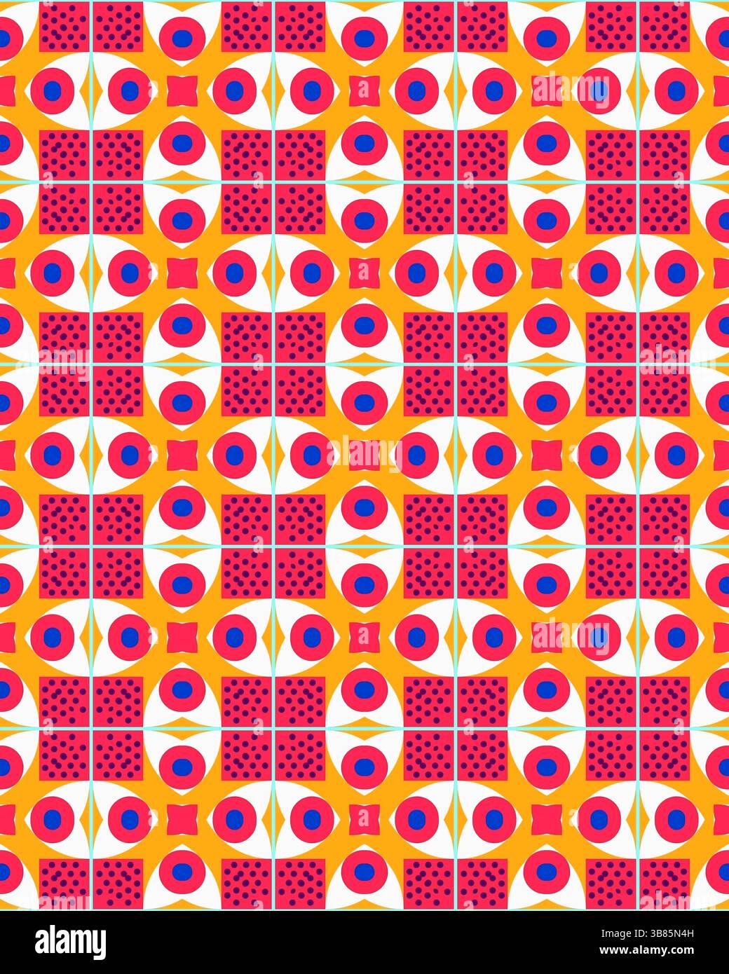 Il vivace design geometrico presenta una ripetizione di cerchi e quadrati in colori sorprendenti, creando un effetto visivamente accattivante. Foto Stock Il vivace design geometrico presenta una ripetizione di cerchi e quadrati in colori sorprendenti, creando un effetto visivamente accattivante. Foto Stock