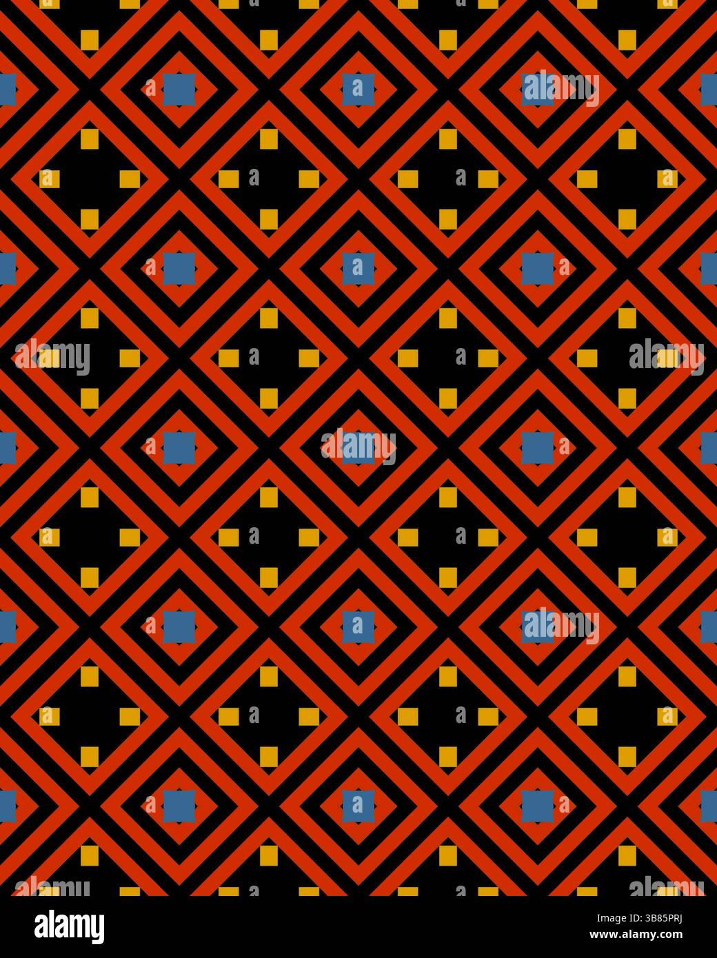 Il design colorato mostra un pattern ripetuto di diamanti, quadrati e rettangoli su uno sfondo scuro, creando un fascino visivo. Foto Stock Il design colorato mostra un pattern ripetuto di diamanti, quadrati e rettangoli su uno sfondo scuro, creando un fascino visivo. Foto Stock