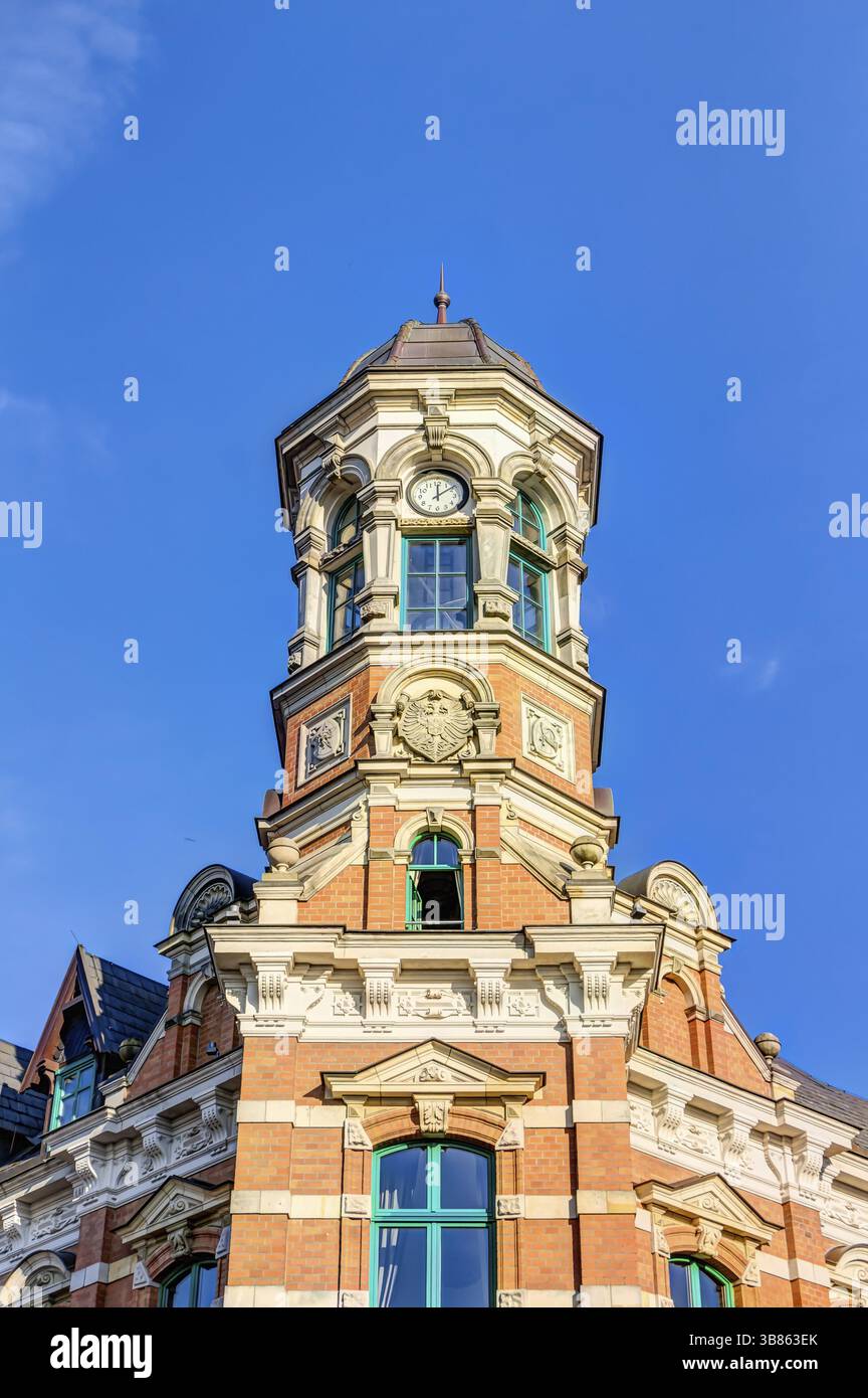 Storico edificio di uffici postali imperiali a Parchim nel Meclemburgo-Vorpommern in Germania Foto Stock