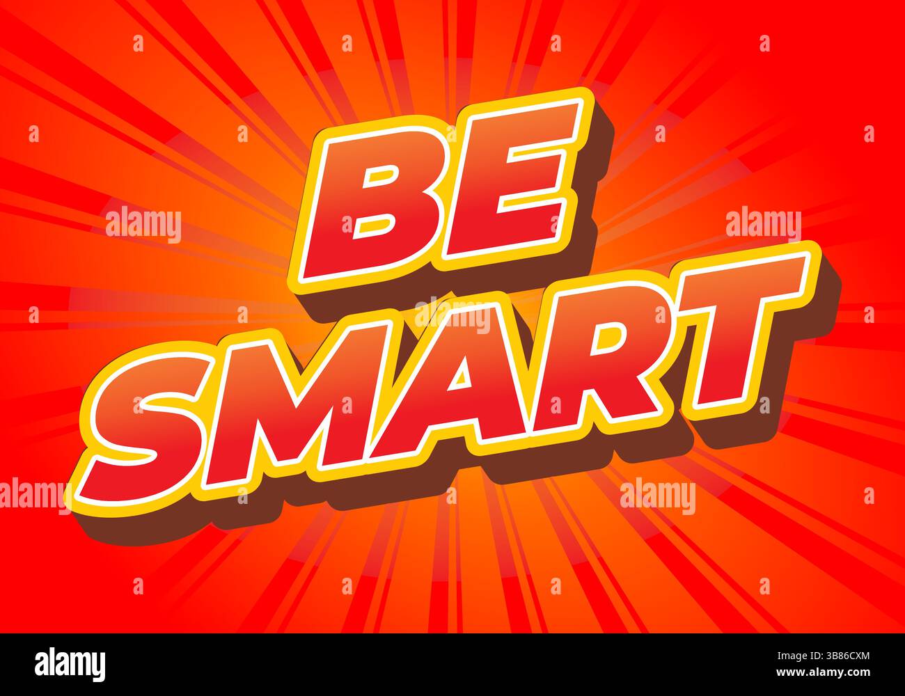 Siate intelligenti. Testo creativo con uno stile dimensionale forte e un'impronta visiva energica Illustrazione Vettoriale