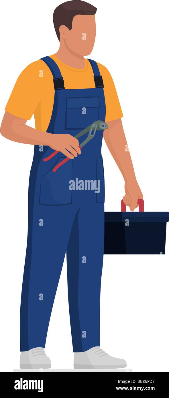 Tecnico professionista o ingegnere con portadocumenti in mano: Concetto di manutenzione e ispezione della caldaia, isolato Illustrazione Vettoriale