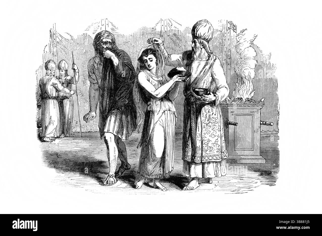 Illustrazione del processo di gelosia (numeri) - se un marito si sente geloso e sospetta la moglie di adulterio e non ci sono prove dell'atto Foto Stock