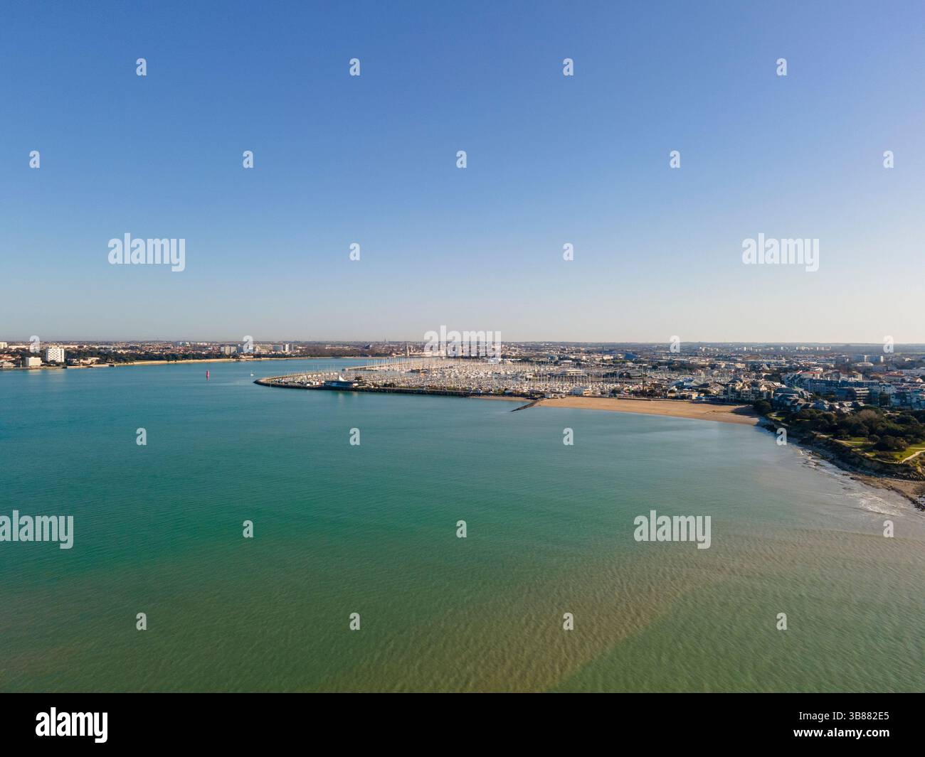 Spiaggia e porto Les Minines, la Rochelle, Charente-Maritime (17), Nouvelle-Aquitaine, Francia Foto Stock