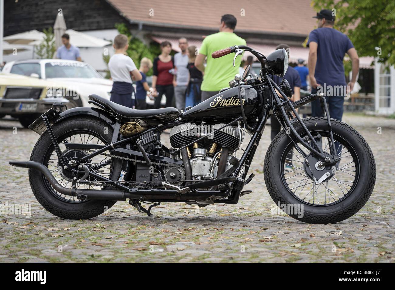 DIEDERSDORF, Germania - 30 AGOSTO 2020: Il capo indiano della moto. La mostra di US Car Classics Foto Stock
