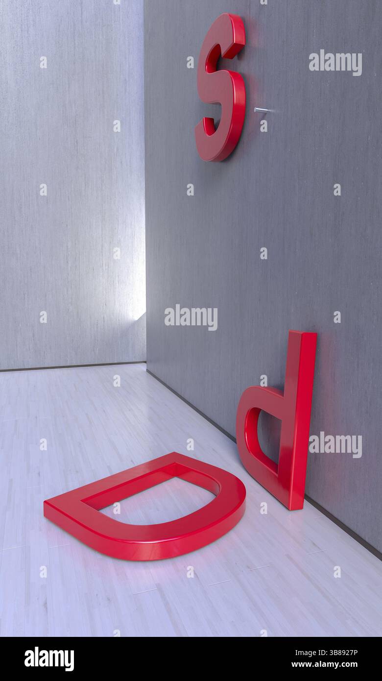 SPD - l'incidente. Le lettere P e D sono cadute dal muro Foto Stock