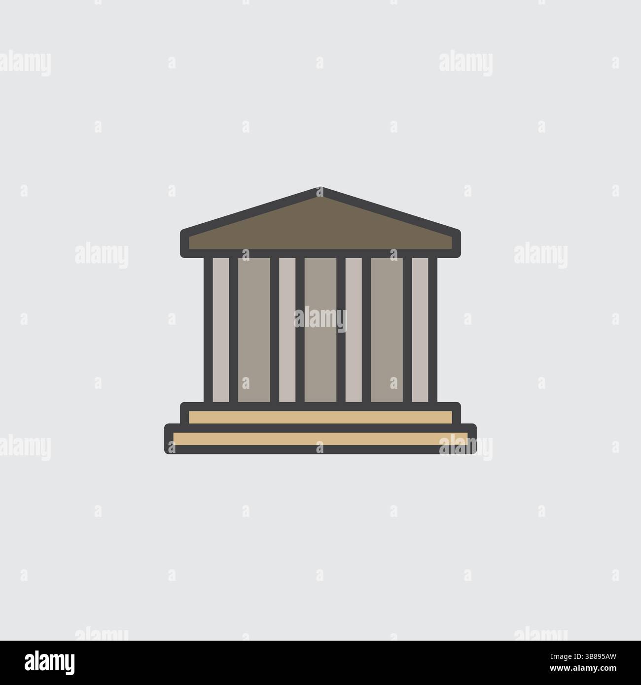 Icona vettoriale colorata di un tempio classico simbolo di architettura, storia e cultura antica Illustrazione Vettoriale