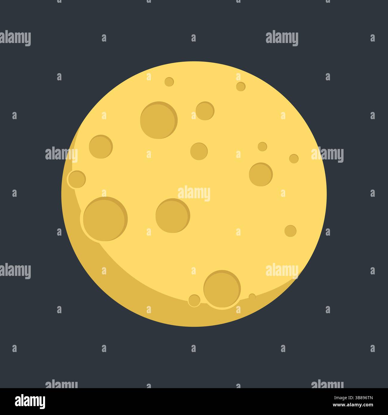 Splendida rappresentazione Pixel Art di una Luna gialla con Craters su sfondo scuro Illustrazione Vettoriale