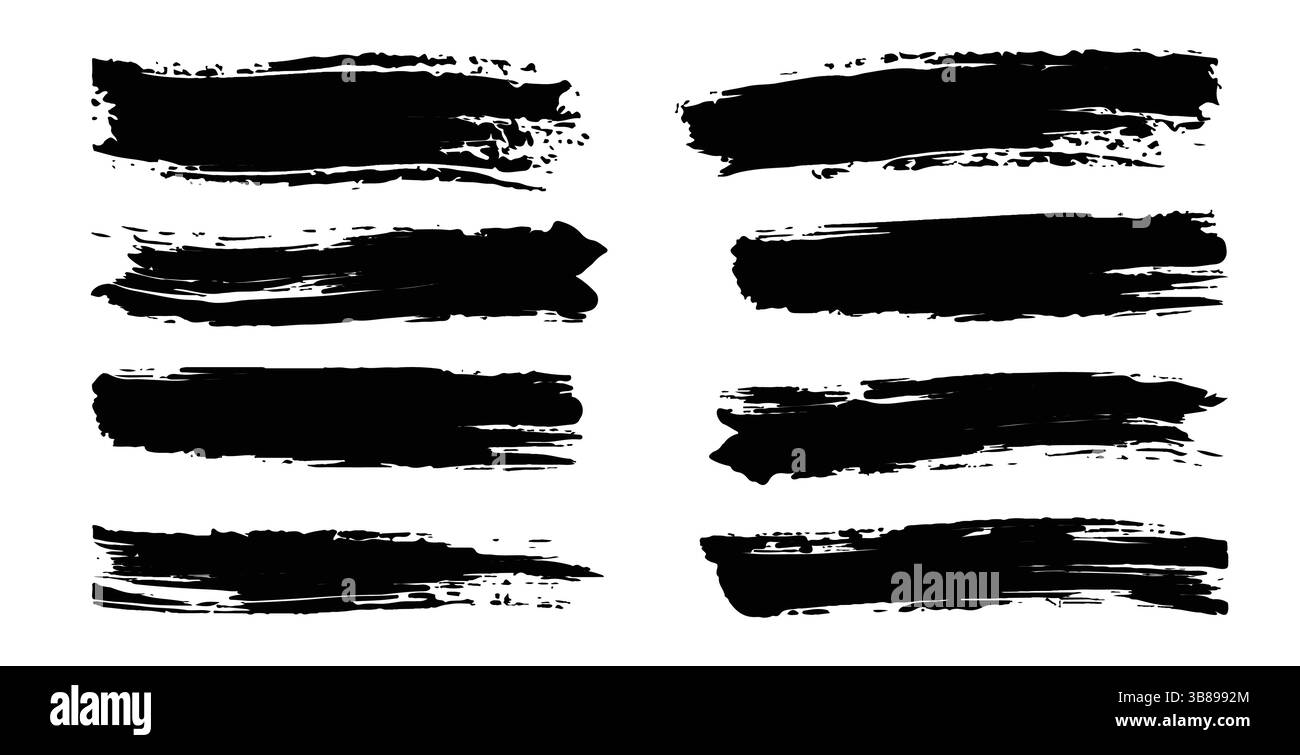 I tratti di pennello nero artistico su uno sfondo bianco nitido creano un impatto visivo audace Illustrazione Vettoriale