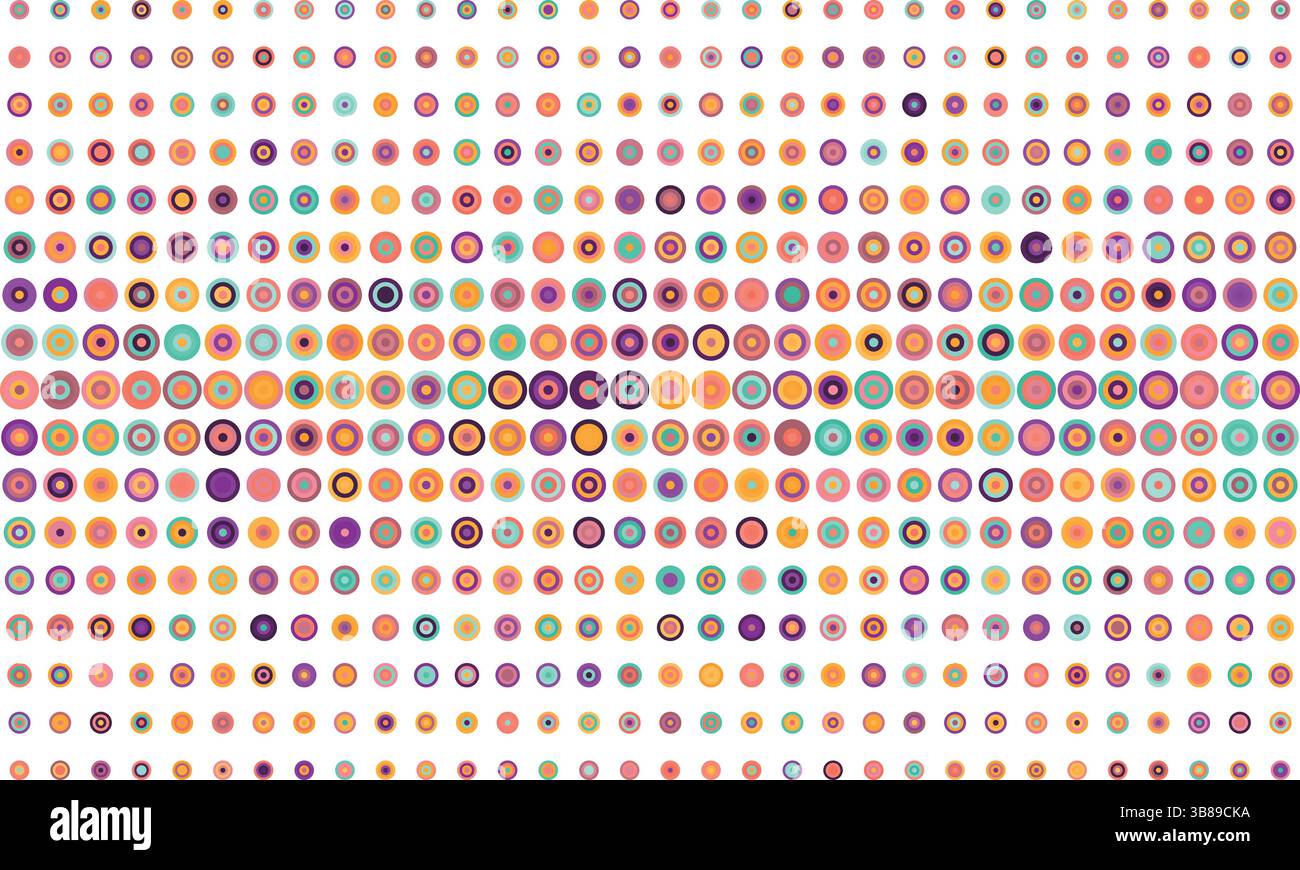 Sfondo astratto con punti e cerchi multicolori Illustrazione Vettoriale