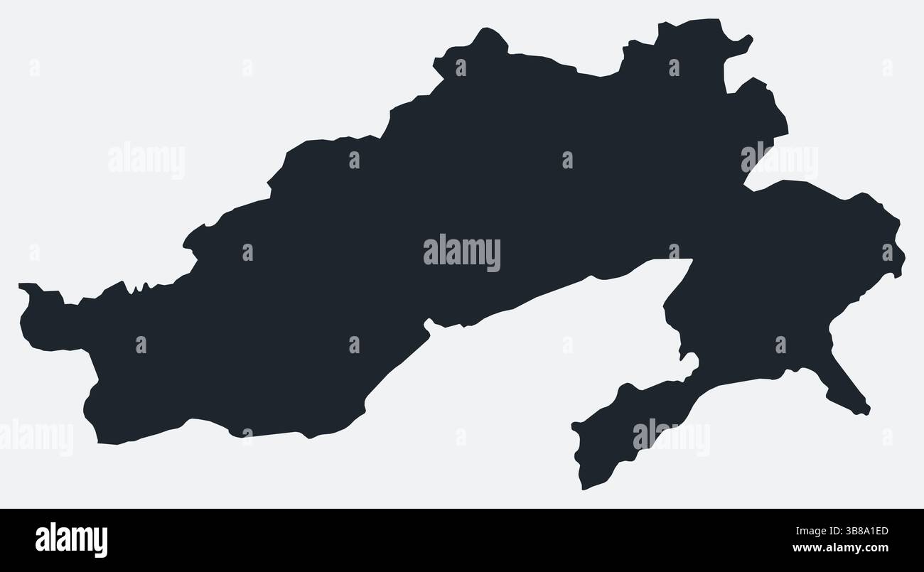Mappa Arunachal Pradesh. Solo una semplice mappa dei confini. Forma dello stato. Profilo vuoto piatto dell'Arunachal Pradesh. Illustrazione del contorno vettoriale. Illustrazione Vettoriale