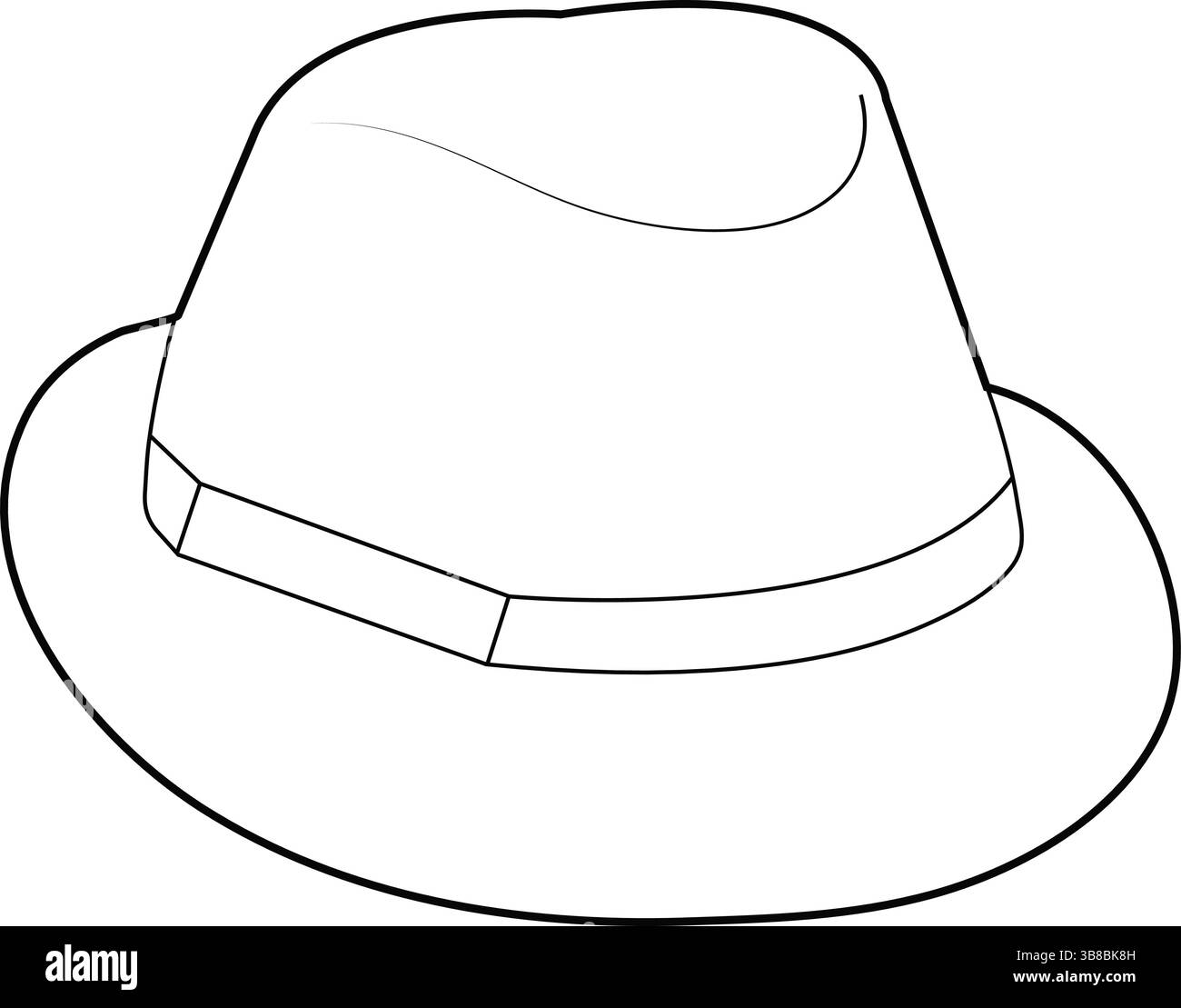 Flat Fashion Sketch di classico cappello Fedora – disegno vettoriale Illustrazione Vettoriale