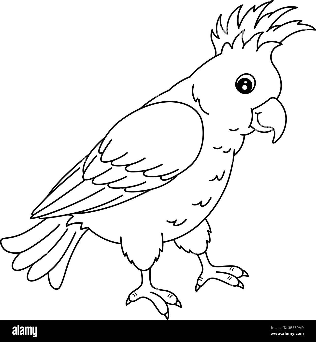 Bird Cockatoo Isolated Coloring Page for Kids Illustrazione Vettoriale