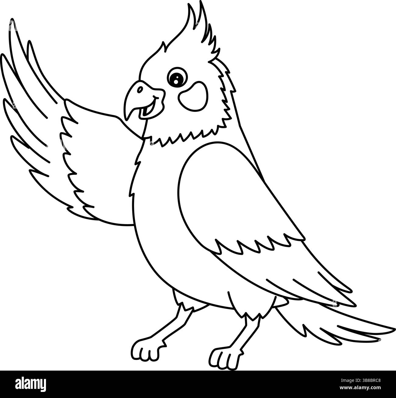 Bird Cockatiel Isolated Coloring Page for Kids Illustrazione Vettoriale