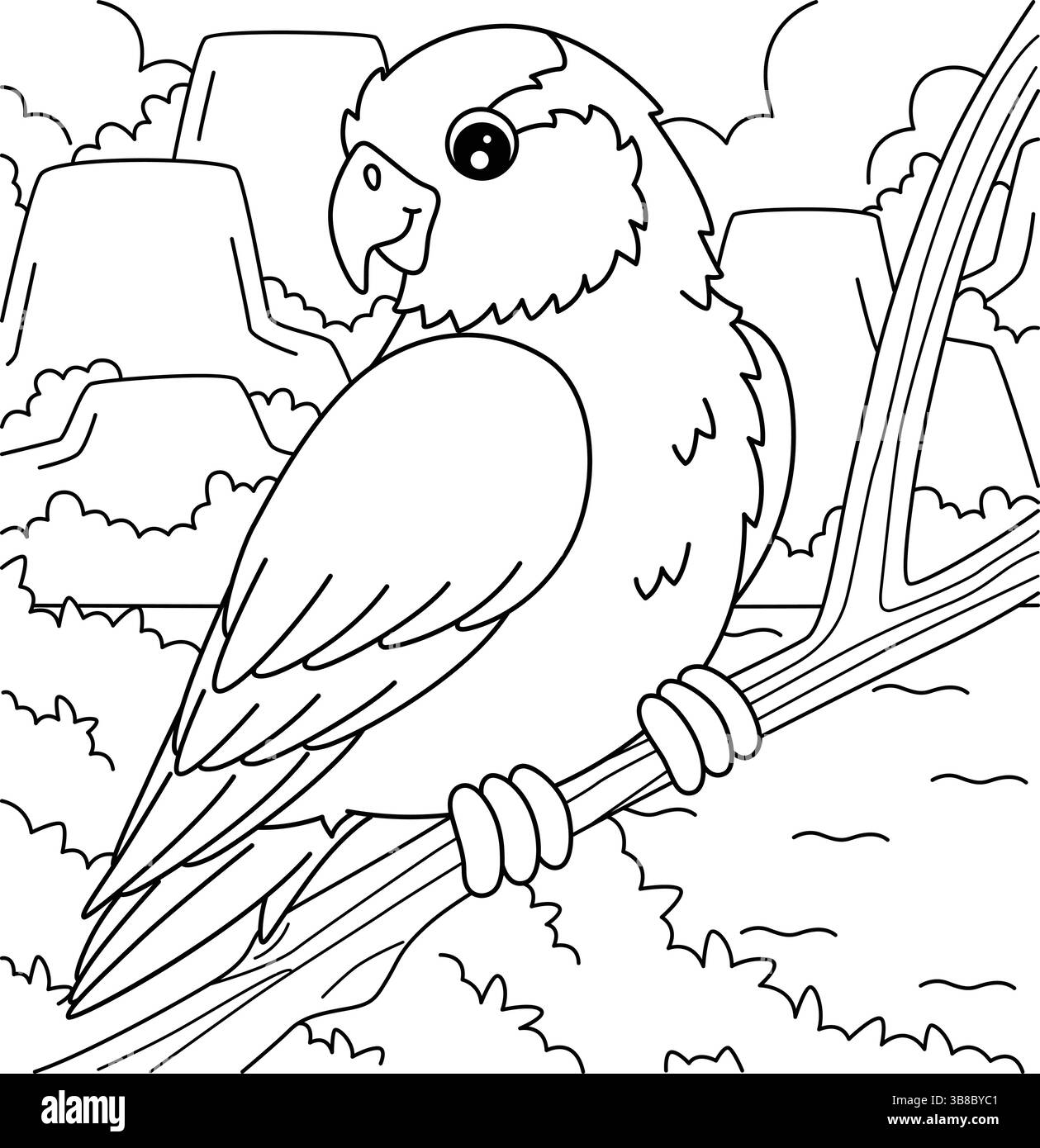 Pagina da colorare del parrotlet per bambini Illustrazione Vettoriale