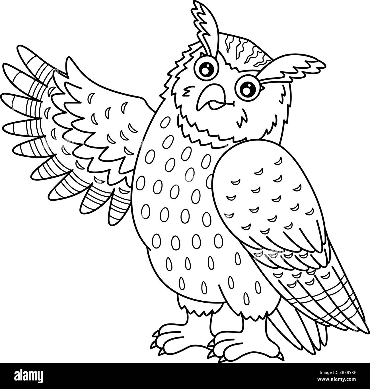 Pagina da colorare isolata del gufo eurasiatico di uccello Illustrazione Vettoriale