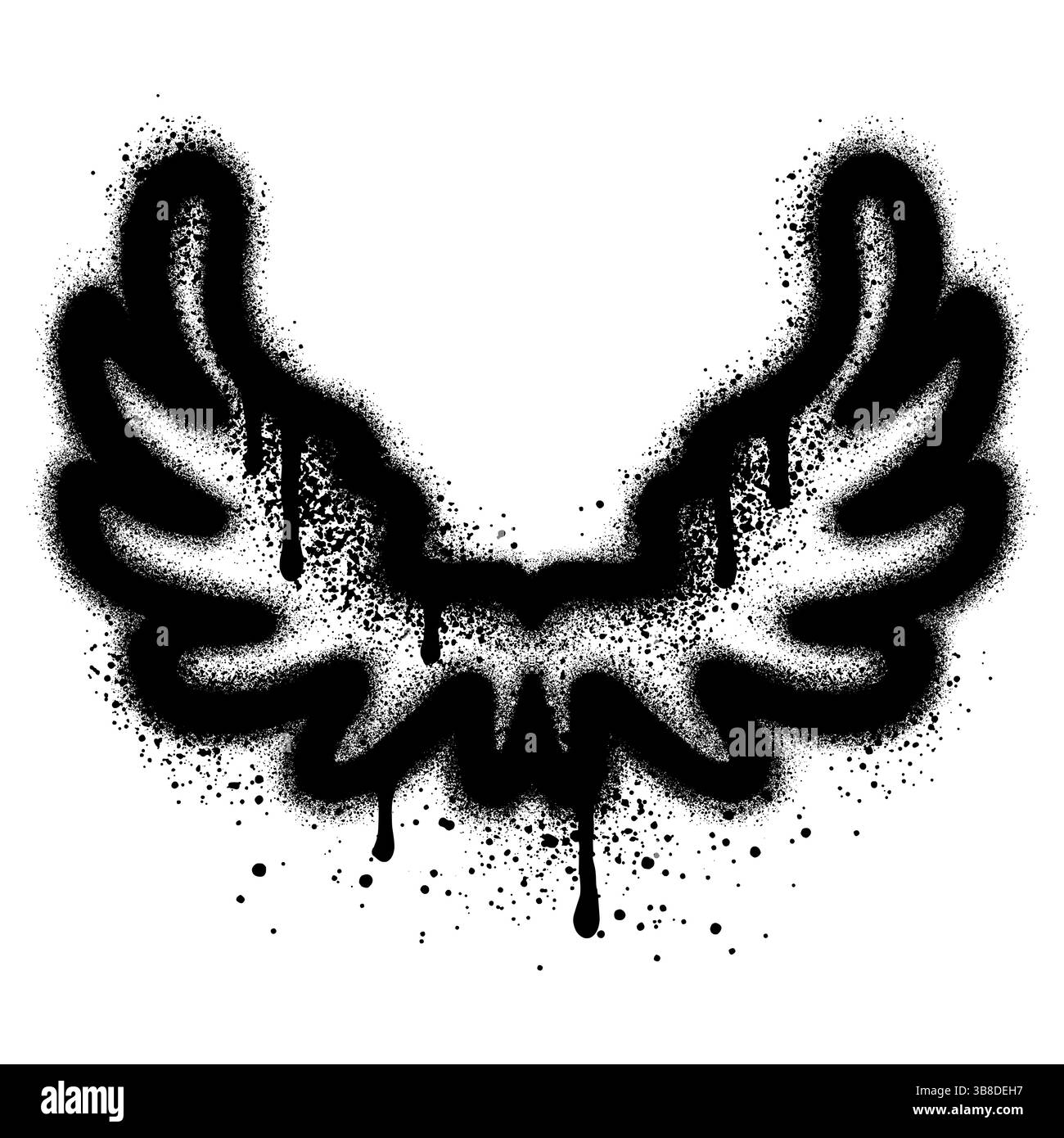 Ala Graffiti verniciata a spruzzo isolata su sfondo bianco. Illustrazione Vettoriale