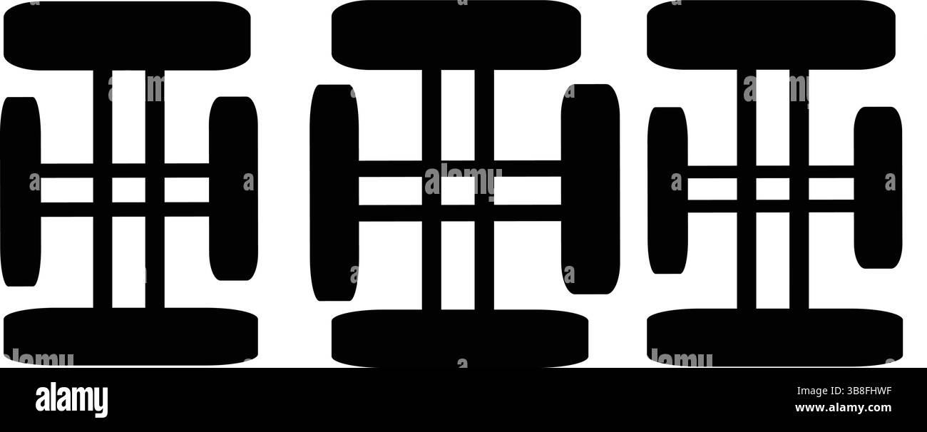 Set di icone dei pulsanti rotondi nero, bianco e nero e verde Illustrazione Vettoriale